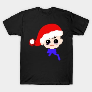 Angry baby wearing a Christmas cap T-Shirt